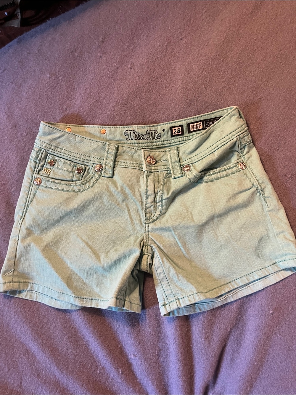 Miss Me Mint Denim Jean Shorts